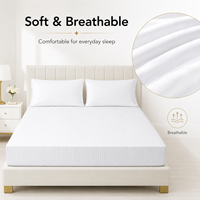 Housse de matelas ajustée en satin blanc rayé de luxe pour hôtel, anti-boulochage, lavable, protège-matelas