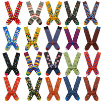 Chaussettes hautes pour femmes, hauteur genoux, confortable, motif floral, à rayures, accessoire de styliste, vente en gros,