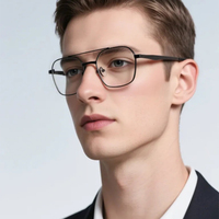 Monture de lunettes optiques en métal à double pont élégante 2026 pour hommes et femmes, montures de lunettes de vue personnalisables avec logo
