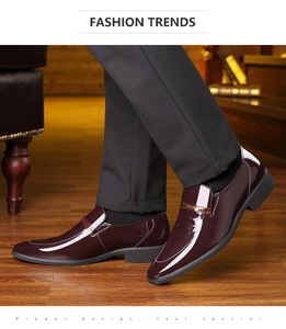 Chaussures <span class=keywords><strong>de</strong></span> mariage pour hommes en cuir verni souple et confortable, style business, à bout pointu, avec coussinets en cuir - Product Image 6