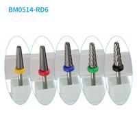 Foret à ongles 5-en-1 Baril conique mince Gel dur bidirectionnel enlevant les mèches à ongles en carbure de beauté