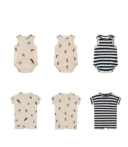 Baby Cute Printed Short Sleeve One-piece Summer Fresh Newborn Baby Cotton Underwaist For Boys And Girls