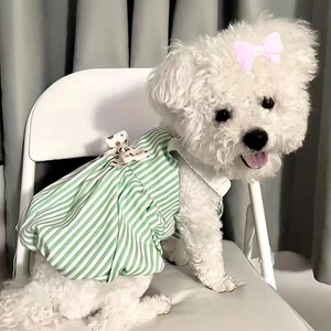 <b>Cute</b> Spring Summer Pet Clothes Striped Suspender Dress With Bow For Cats Puppies Pomeranians Teddy <b>Bears</b> Breathable Skirt - Product Image 3