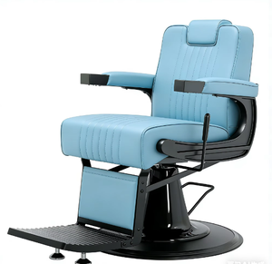 Sillón de Barbería Moderno de Lujo Italiano, Base de Hierro Cromado, Rotación de 360 Grados, Bomba Hidráulica Potente, Silla de Estilista Duradera para Hotel - Product Image 1