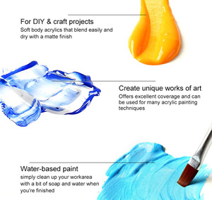 Confezione da 32 24 <span class=keywords><strong>colori</strong></span> vernice acrilica senza sbiadimento Set di <span class=keywords><strong>colori</strong></span> <span class=keywords><strong>acrilici</strong></span> opachi con pigmenti ricchi con 6 pennelli, 1 tavolozza, 1 pannello di tela - Product Image 3