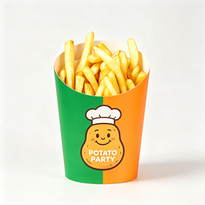 Gobelets jetables en papier kraft pour frites, résistants à la graisse, pour poulet frit, snacks, emballage de restauration rapide, logo personnalisé accepté - Product Image 2