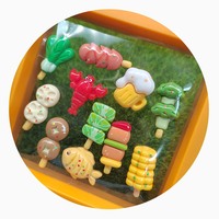 Kawaii 시뮬레이션 바베큐 수지 꼬치 랍스터 맥주 야채 플랫백 카보 숑 미니 음식 공예 인형 집 주방 용품