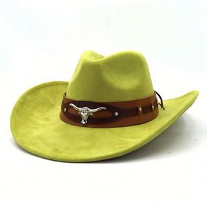 Sombrero Vaquero Unisex de Moda Invierno 2024, Estilo Occidental con Cinturón de Cuero Sintético con Cabeza de Buey para Adultos, Entusiastas del Aire Libre - Product Image 5