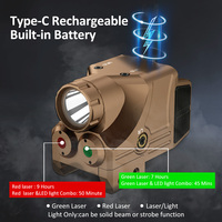 Lunette de visée laser rouge/verte pour la chasse, lampe torche LED tactique 800 lumens, grossissement 8X, rechargeable par USB, en alliage d'aluminium