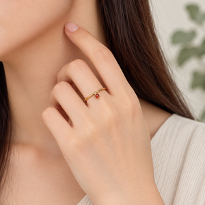 Gold <b>Tone</b> Stainless Steel Zircon Ring Fine Band with Blue <b>Red</b> or Clear Round Stone Accent - Product Image 4