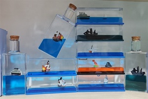 Exquisite Cruise Ship Interior Accessories Auto <b>Ornaments</b>-Acrylic Resin Blue Beach Vacation Decorative Fluid Drift Bottle <b>Car</b> - Product Image 6