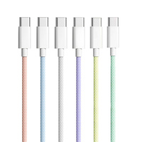 Kabel PD USB C, USB C kabel 60W Tipe C ke tipe-c jalur Data pengisian cepat 3 kaki 6 kaki 10 kaki, jaket kain kepang nilon, kompatibel dengan komputer Android