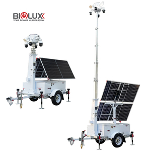 Remorque et tour de vidéosurveillance mobiles à énergie solaire avec mât de 7/9 m, batterie au lithium, autonomie de 5 jours pour les chantiers de construction, les parkings - Product Image 1