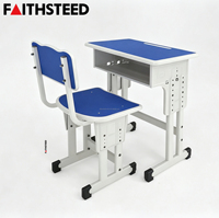 Ensemble de bureau et chaise d'école réglables en hauteur de couleur verte, bureau et chaise d'étudiant modernes pour la salle de classe, mobilier scolaire en bois pour enfants