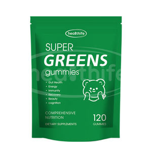 Fabricant Vente en gros Superfood Super Greens Daily Gummies Prébiotiques Spiruline Sac de vitamines Vegan Supplément de fruits et légumes - Product Image 6