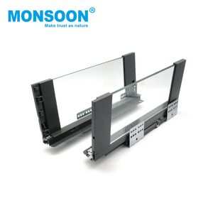 Furniture Undermount Ultra-<b>Thin</b> Drawer Kitchen Slim Box Double Wall Metal Drawer Channels Glass Drawers System for Furniture - Product Image 2