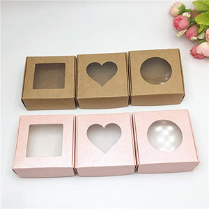 Wholesale Factory Custom Handmade Recycled Brown Kraft Paper Home Made Small Empty Bathroom Soap Box Packaging with Pvc Window