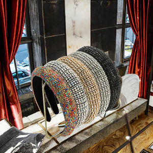 ที่คาดผมแฟชั่นงานปาร์ตี้สำหรับผู้หญิง ผ้าประดับเพชรเต็มผืน คุณภาพสูง กว้าง 12 ซม. - Product Image 3