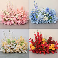 Guirlande de fleurs artificielles violettes, bleues, roses et blanches pour décoration de mariage, éventail de fleurs artificielles pour mariage