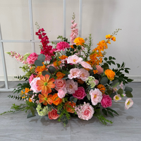 Bouquet de fleurs en boule rose et orange de 50 cm pour allée, arrangement floral, centre de table de mariage, décoration d'événements