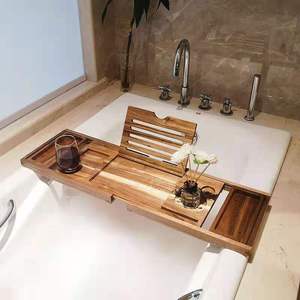 Premium bañera bandeja de baño de bambú Caddy bandeja de bañera de baño accesorios - Product Image 5