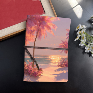 A6 Cuaderno hecho a mano Cálido regalo de Halloween para vecinos Adecuado para la planificación de fiestas y notas divertidas con palmeras Playa Mar S - Product Image 2