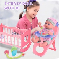 Nouvelle poupée de style réaliste et ludique avec accessoires pour jeu d'imitation, ensemble de poupées à habiller avec berceau, jouet pour filles, ensemble de poupées bébé pour enfants