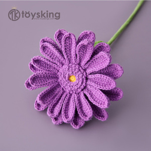 Grande fleur <span class=keywords><strong>de</strong></span> <span class=keywords><strong>Gerbera</strong></span> tissée branche <span class=keywords><strong>de</strong></span> chrysanthème africain double feuilles une est aussi très belle - Product Image 2