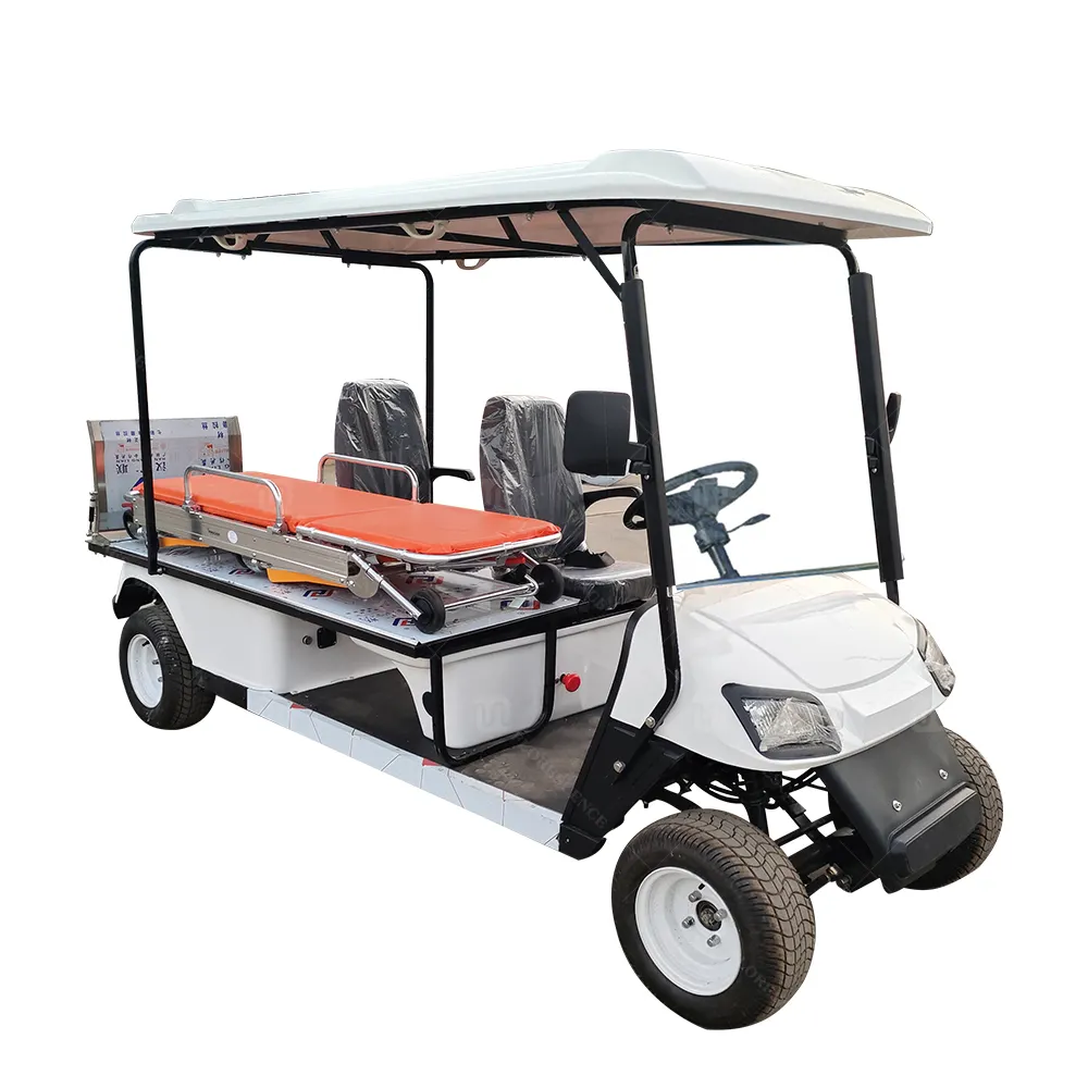 Kereta golf ambulans mobil utilitas elektrik dengan baterai lithium untuk hotel dan rumah sakit