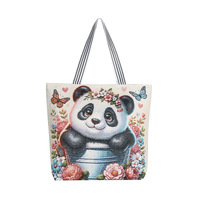 Nouveau sac fourre-tout en toile INS avec broderie florale éléphant au fil doré, grande capacité, bandoulière en corde de chanvre, applique florale