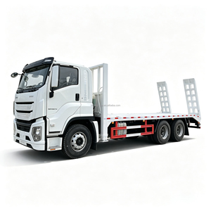 6x4 380HP 20 Ton Heavy Duty Flatbed <b>Truck</b> 10 Wheeler Low <b>Bed</b> Machinery Transporter Lorry with Spring Ramp - Product Image 1