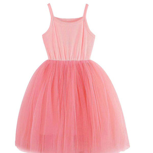 Robe de princesse coréenne smockée à col halter, unie, en dentelle, sans manches, en tulle, pour filles - Product Image 2