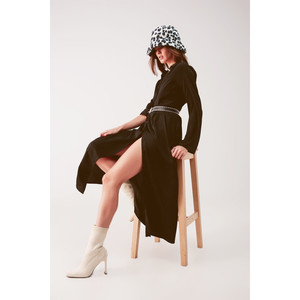 Robe longue ample à col plongeant en noir - Product Image 2