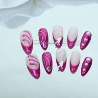 Ongles Artificiels de Haute Qualité, Style Queue de Poisson Peint à la Main, Réutilisable, Vente en Gros d'Usine