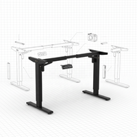 Bureau debout électrique à double moteur, réglable en hauteur, table de travail ergonomique pour ordinateur, cadre en acier noir mat