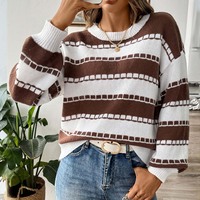 Pull à manches longues pour moto, style minimaliste, à rayures contrastées, en tricot déchiré, avec doublure en laine de coton et élasthanne, et fourrure de cerf
