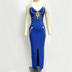 Abito Lungo Estivo di Lusso <span class=keywords><strong>da</strong></span> Donna, Sexy Nero con Spalline Sottili, Elegante per Cerimonie, Serate Formali, Feste, con Diamanti Naturali, Vestito a Tubino - Product Image 5