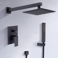 Ensemble de robinet de douche noir à 3 fonctions avec vanne et corps en laiton Ensemble de douche dissimulé