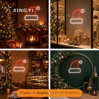 Enseigne néon LED acrylique personnalisable en forme de chapeau de Père Noël, pour publicité intérieure et extérieure, fêtes de Noël, usage commercial mural, directement de l'usine