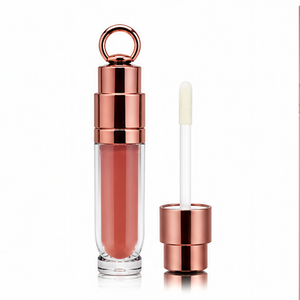 Gloss à lèvres naturel repulpant avec couvercle anneau plaqué or portable pour maquillage de fête, marque privée, vente en gros, emballages pour gloss à lèvres - Product Image 1