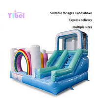 Château gonflable commercial de luxe coloré pour l'intérieur, avec souffleur, pour adultes et enfants, 3x4m, portable