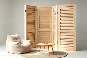 Wooden Folding Room Divider 3 Panels Handcrafted Folk Custom Multi-Functional Bohemian Design Opaque <b>Privacy</b> <b>Screen</b> Frame - Product Image 5