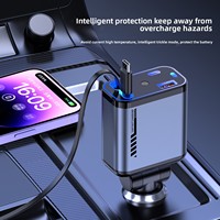 Chargeur de voiture pour téléphone portable C6 120W à charge ultra-rapide 1 à 4 ports avec projecteur de plafond ciel étoilé et câble rétractable