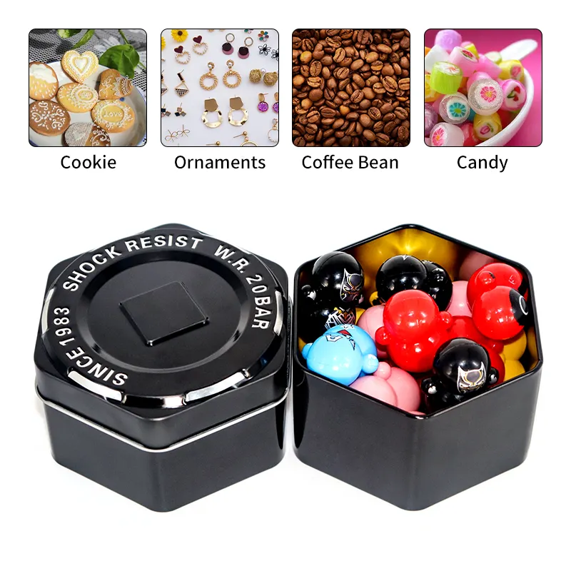 Food grade special shape tin packaging for jewelry watch custom tin box hexagon