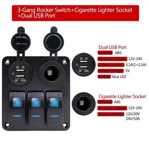 แผงไฟ LED Yuhe YH-DH3-QA 3 ช่อง 12V/24V พร้อมพอร์ต USB คู่ และช่องเสียบที่จุดบุหรี่ สำหรับสวิตช์แบบกดเปิด-ปิด - Product Image 6