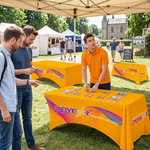 Nappe de table drapée personnalisée imprimée 4ft 5ft 6ft 8ft – Nappe publicitaire promotionnelle avec logo par sublimation pour salon professionnel - Product Image 4