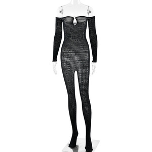 Combinaison transparente pour femme, épaisseur moyenne, haute élasticité, coupe ajustée, dos nu, design transparent - Product Image 5