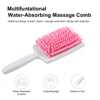 Brosse à cheveux rectangulaire avec poils en nylon et éponge, design creux pour le massage du cuir chevelu et le drainage de l'eau pour les cheveux mouillés