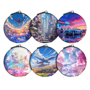 Porte-monnaie rond en cuir à sublimation double face, personnalisable, pochette zippée portable pour pièces de monnaie, écouteurs, cadeaux personnalisés - Product Image 5