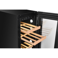 Cave à vin encastrable avec zones de compression, mini-réfrigérateur à vin 17 bouteilles, réfrigérateur à boissons électrique LED personnalisable